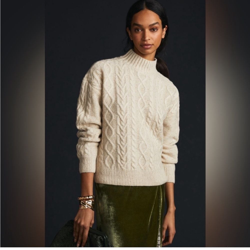 Scotch & Soda Lurex Cable-Knit Sweater Anthropologie Small