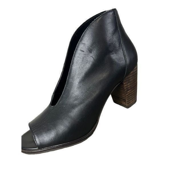 Lucky Brand Black Leather Block Heels Size 6.5
