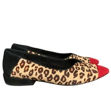 VanEli Ganet Women's Leopard Calf Hair Suede Slip On Flats Shoes Red Size 7