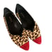 VanEli Ganet Women's Leopard Calf Hair Suede Slip On Flats Shoes Red Size 7