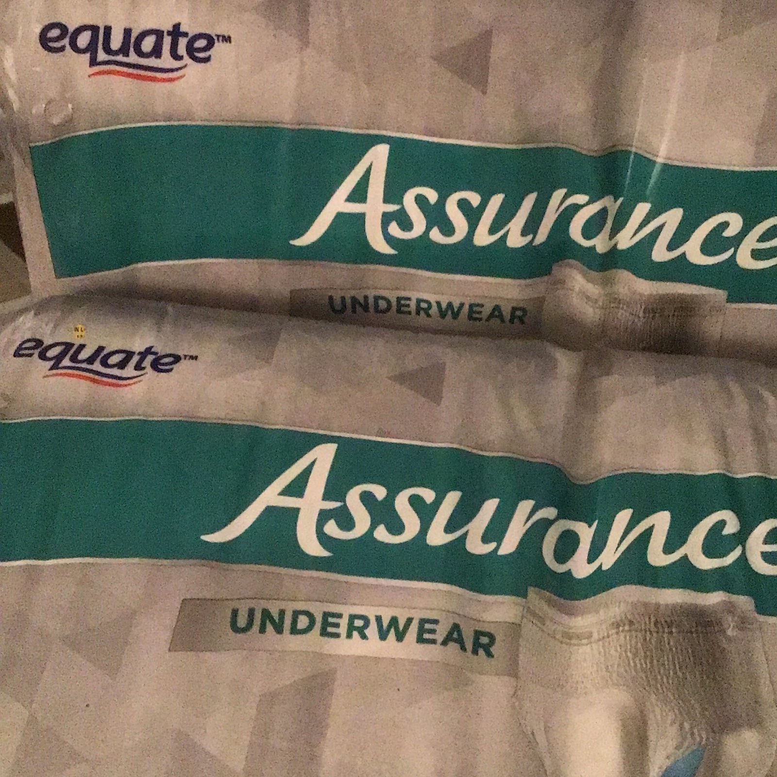 Assurance Equate Mens Disposable Odor Guard Underwear Size L/XL 72 pcs Made USA.