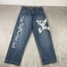 Vintage LOT 29 Luxe Jeans Men 34 (Meas. 32x31) Blue Daffy Duck Logo Patches Y2K