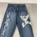 Vintage LOT 29 Luxe Jeans Men 34 (Meas. 32x31) Blue Daffy Duck Logo Patches Y2K