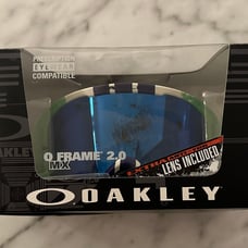 OAKLEY O FRAME 2.0 MX SnowGoggles - RACE Green/Blue Strap w/ ICE IRIDESCENT Lens