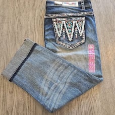 Grace In LA Capri Jeans Womens Plus Size 17 Blue Denim Embellished