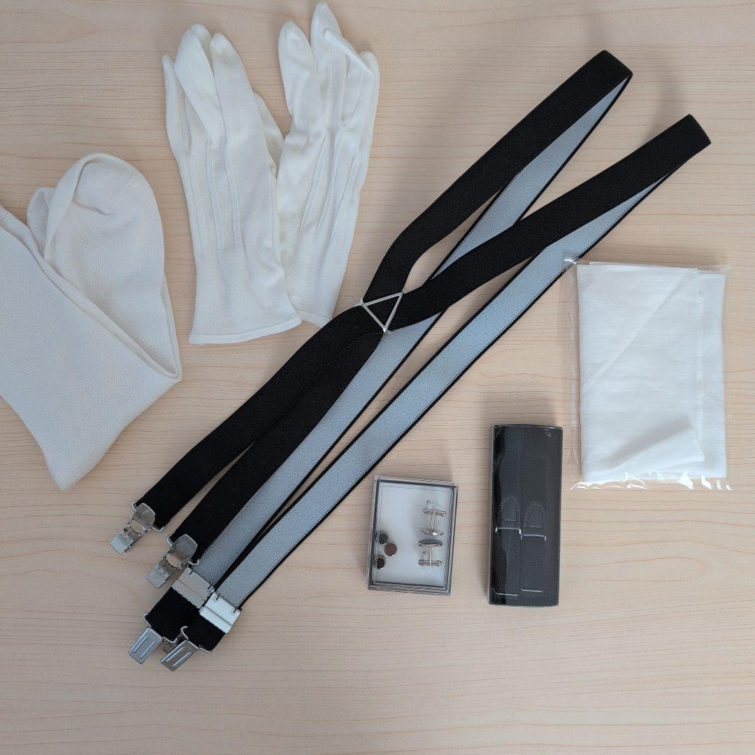 Groom's 5-Piece Accessory Set: Gloves, Cufflinks, Suspenders, Pocket Square, and Armband