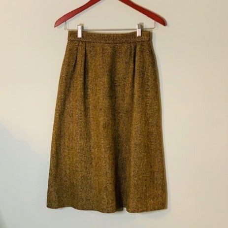 Women's Brown Louben Vintage Tweed Skirt