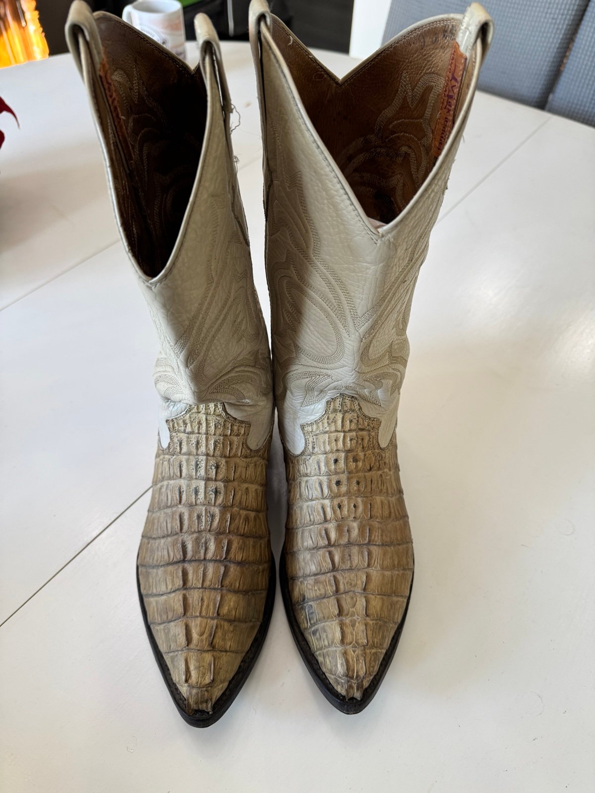 Max Leather Vintage Crocodile Boots