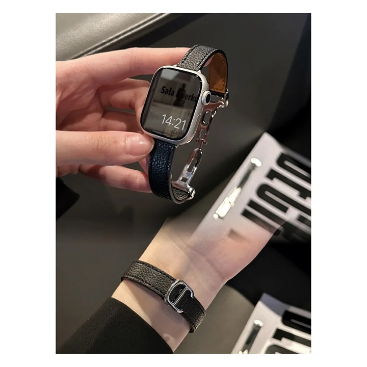 Only Band - Luxury Leather Band for iWatch Ultra 49mm Strap Slim Women Bracelet