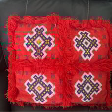 Handmade Moroccan cushion with cross stitch decorations