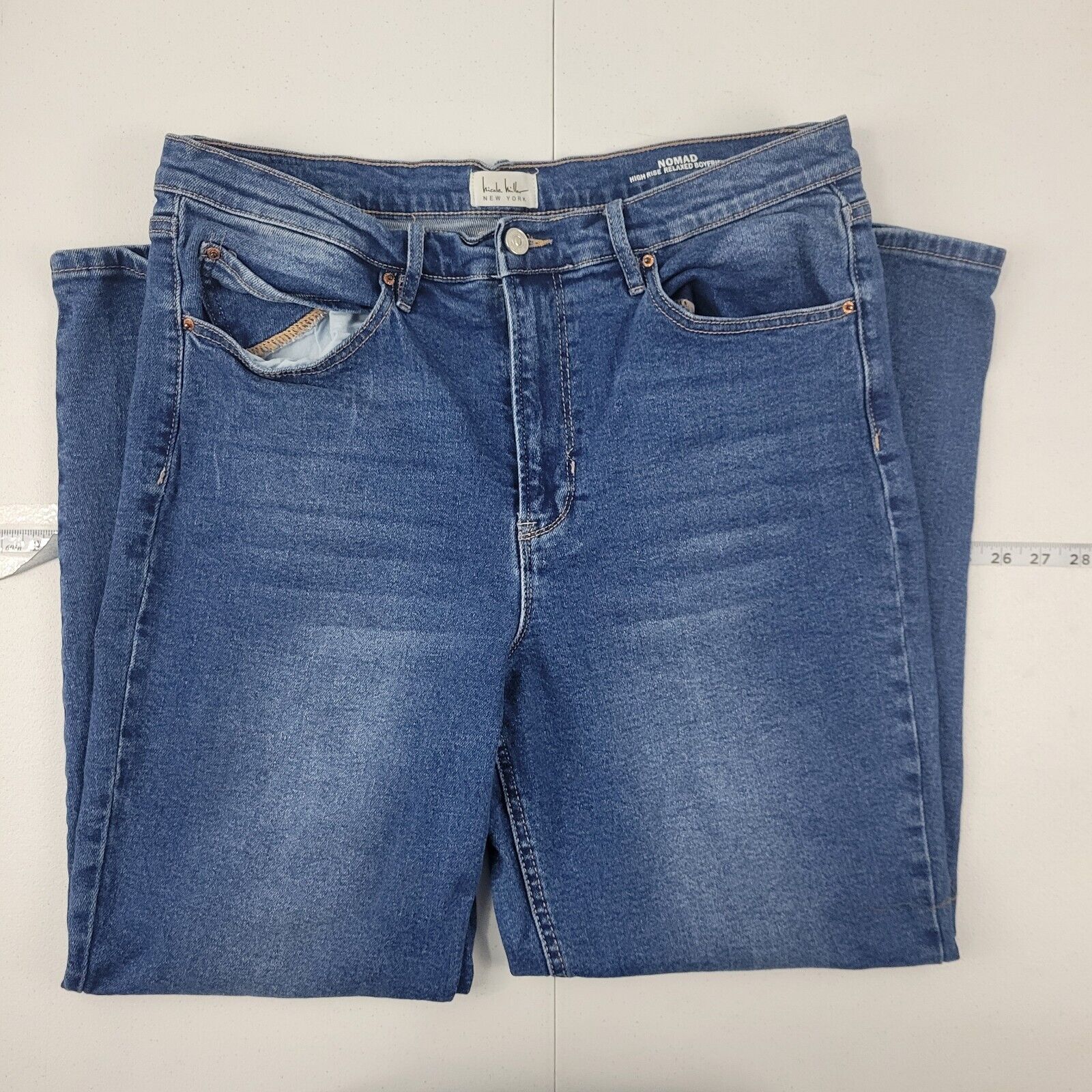 Nicole Miller high rise relaxed boyfriend jeans 14 blue 2969 denim womens 32x28