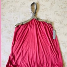VELVET by Graham & Spencer Pink & Silver Sequin Halter