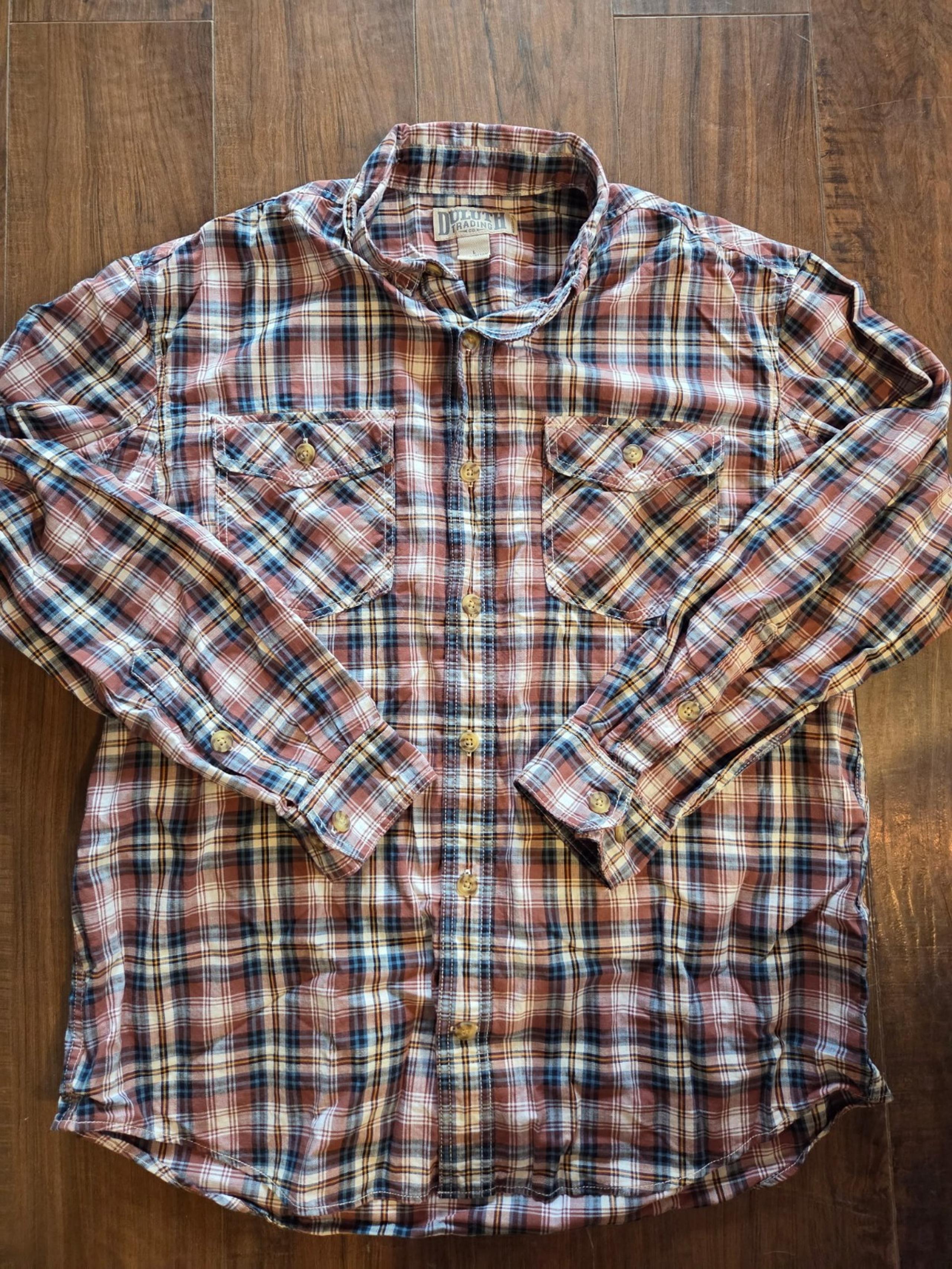 Mens Duluth Trading Co. Button Down Shirt Sz Large Plaid  #27