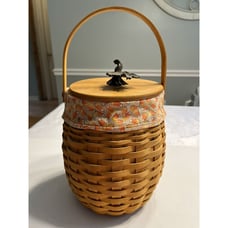 Longaberger 2000 October Fields Basket with Candy Corn Liner Protector & Lid