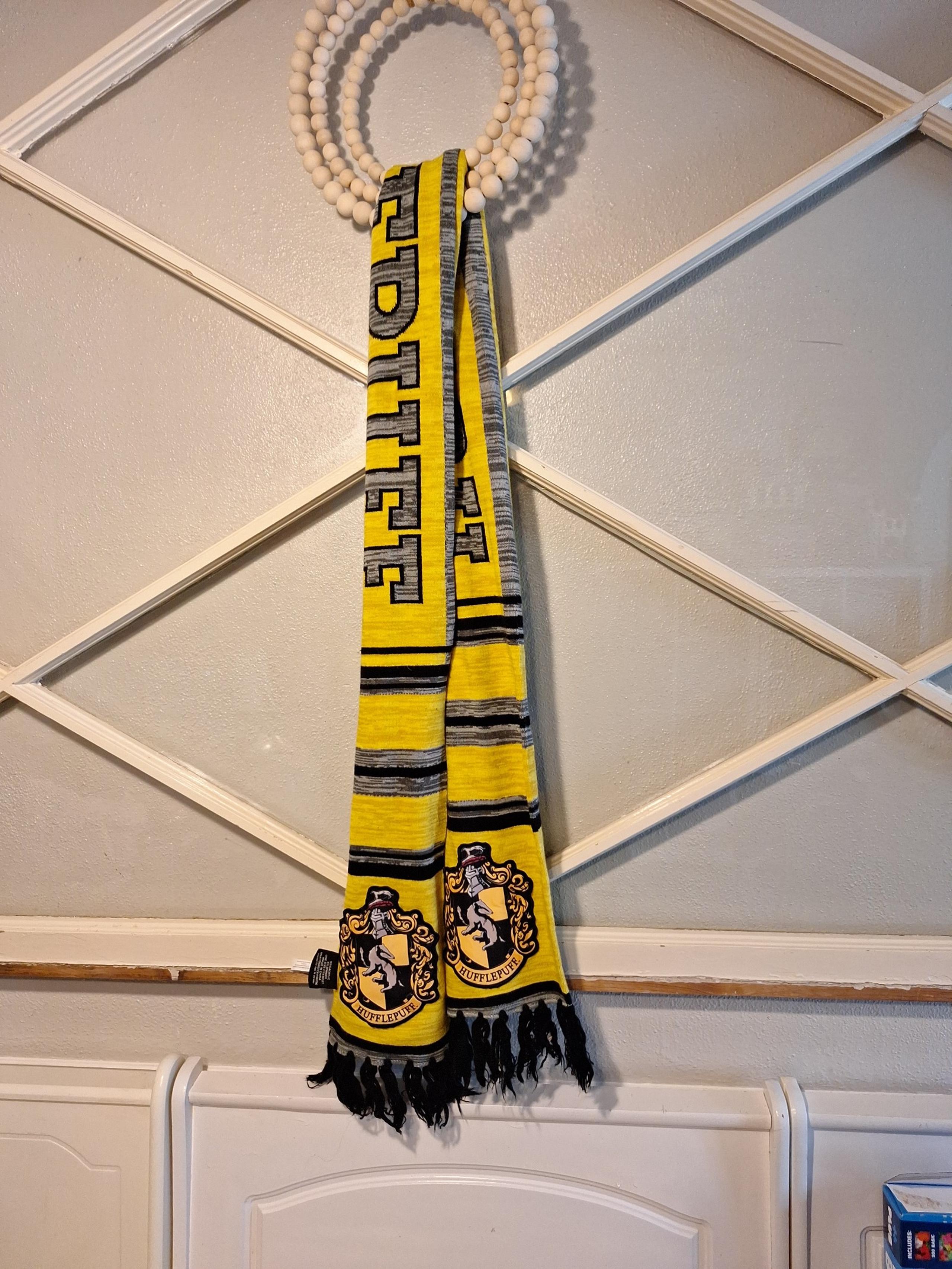 Harry Potter Hufflepuff Scarf Yellow Striped Crest Authentic Licensed 6 feet