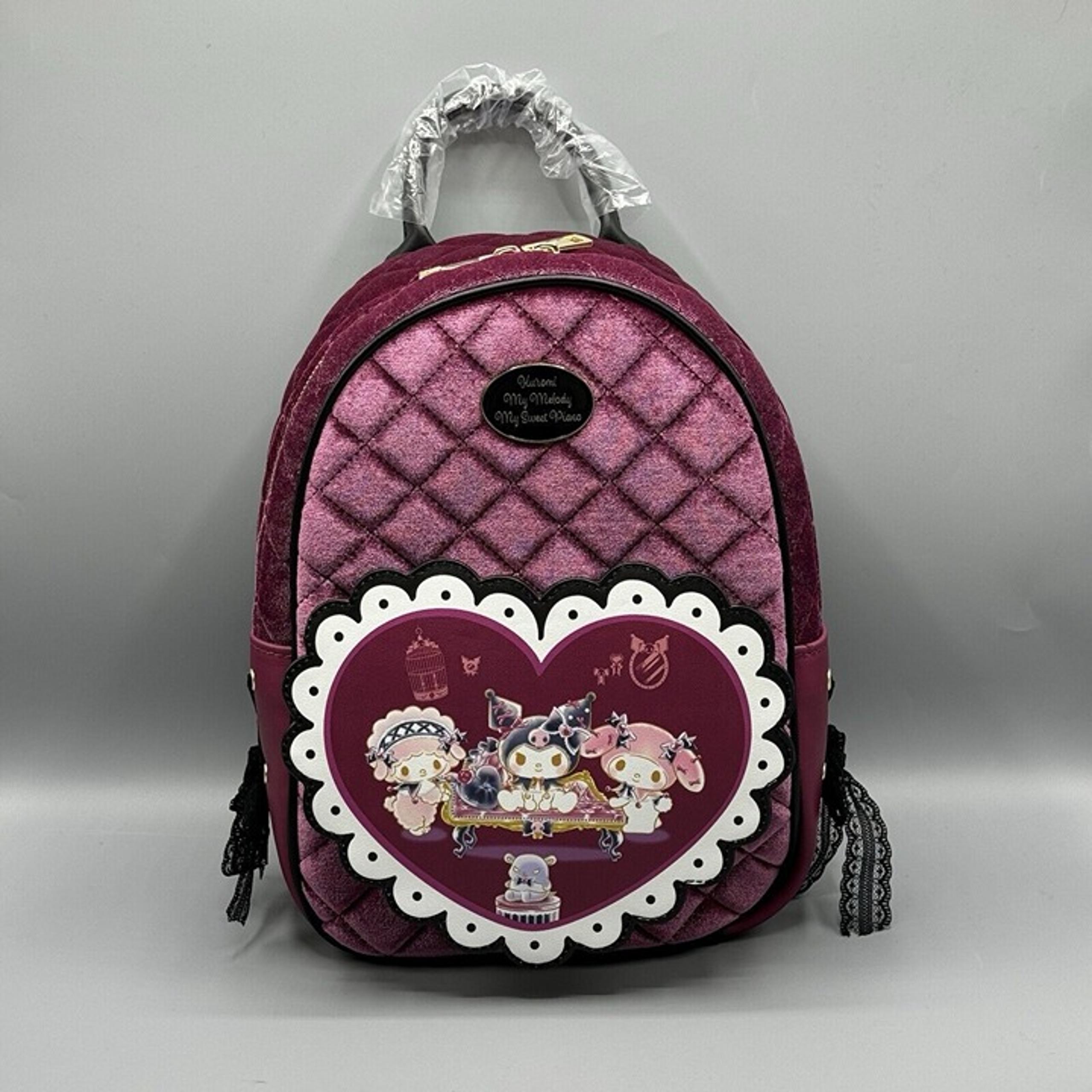 Sanrio My Melody & Kuromi & My Sweet Piano Velvet Mini Backpack NEW Her Universe
