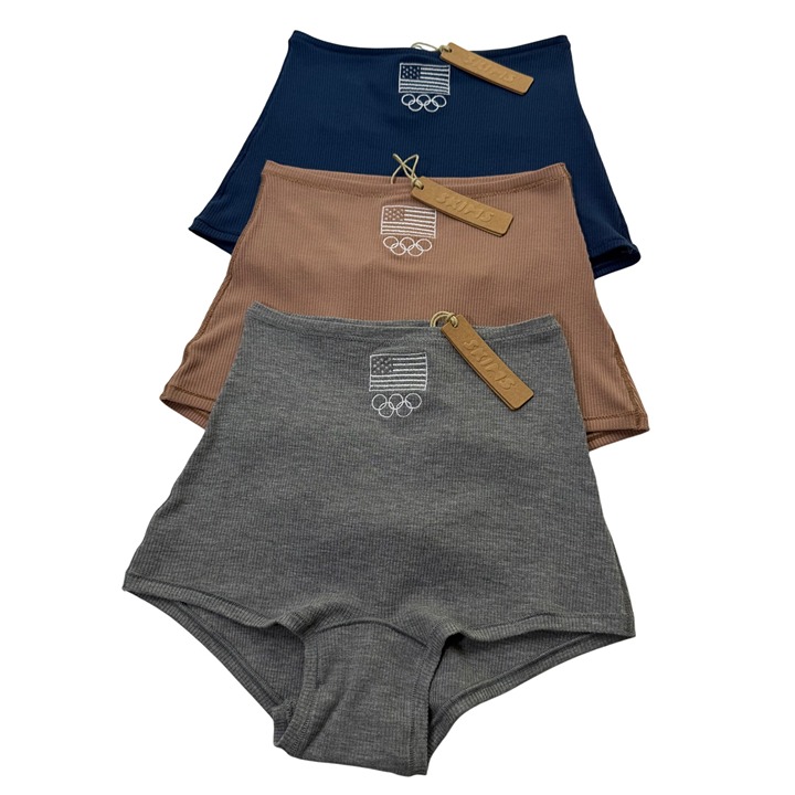 SKIMS Soft Lounge Boy Short Lot of 3 Navy Sienna Heather Gray Team USA XS