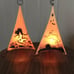 2 Rare/Vtg 90s Pyramid Lamp Light Orange Fabric,Scary Cat/Ghost Graveyard WORKS
