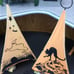 2 Rare/Vtg 90s Pyramid Lamp Light Orange Fabric,Scary Cat/Ghost Graveyard WORKS