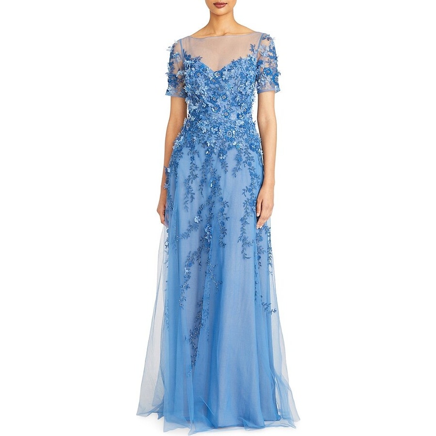 Theia Women's Margaret Embellished Gown Cornflower Blue Size 2 NWT