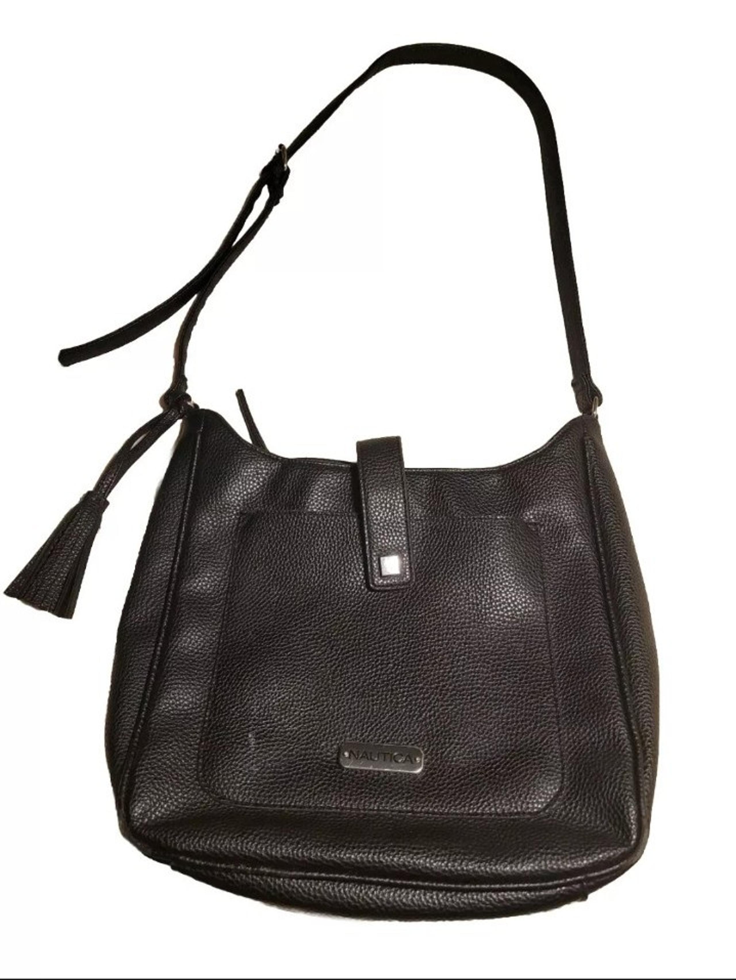 Nautica Leather Crossbody Black Shoulder Bag With Adjustable Strap