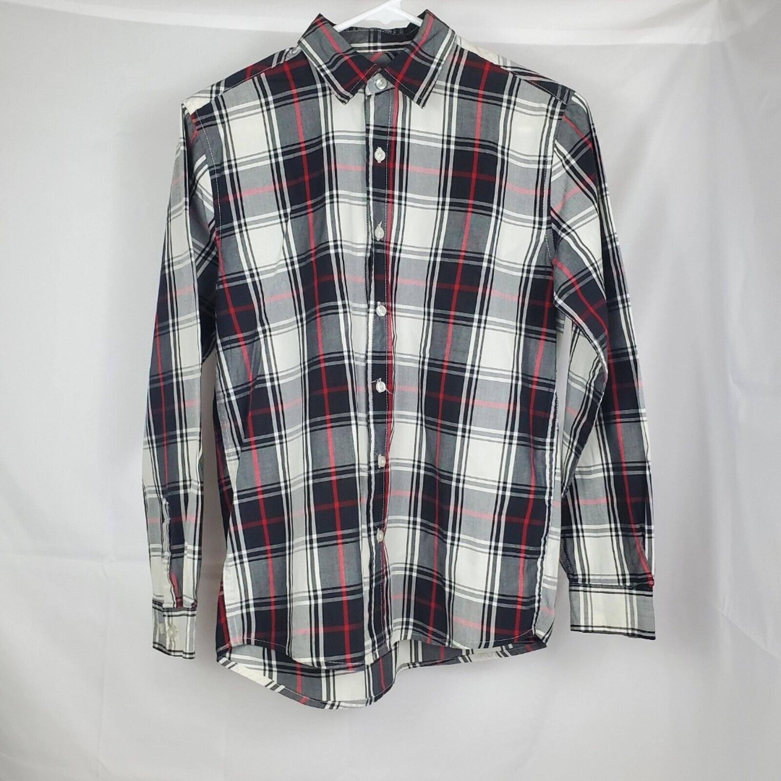 Boys' BASIC EDITION SZ XL Extra Large 14/16 Plaid Red Long-Sleeved Button-Down