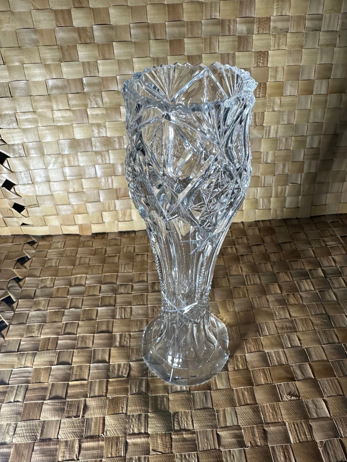 Vintage hand cut crystal vase decor curio decor homedecor