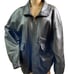 Falls Creek Black Leather Zip Front Bomber Jacket Size Extra Large Vintage Biker