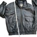 Falls Creek Black Leather Zip Front Bomber Jacket Size Extra Large Vintage Biker