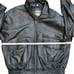Falls Creek Black Leather Zip Front Bomber Jacket Size Extra Large Vintage Biker