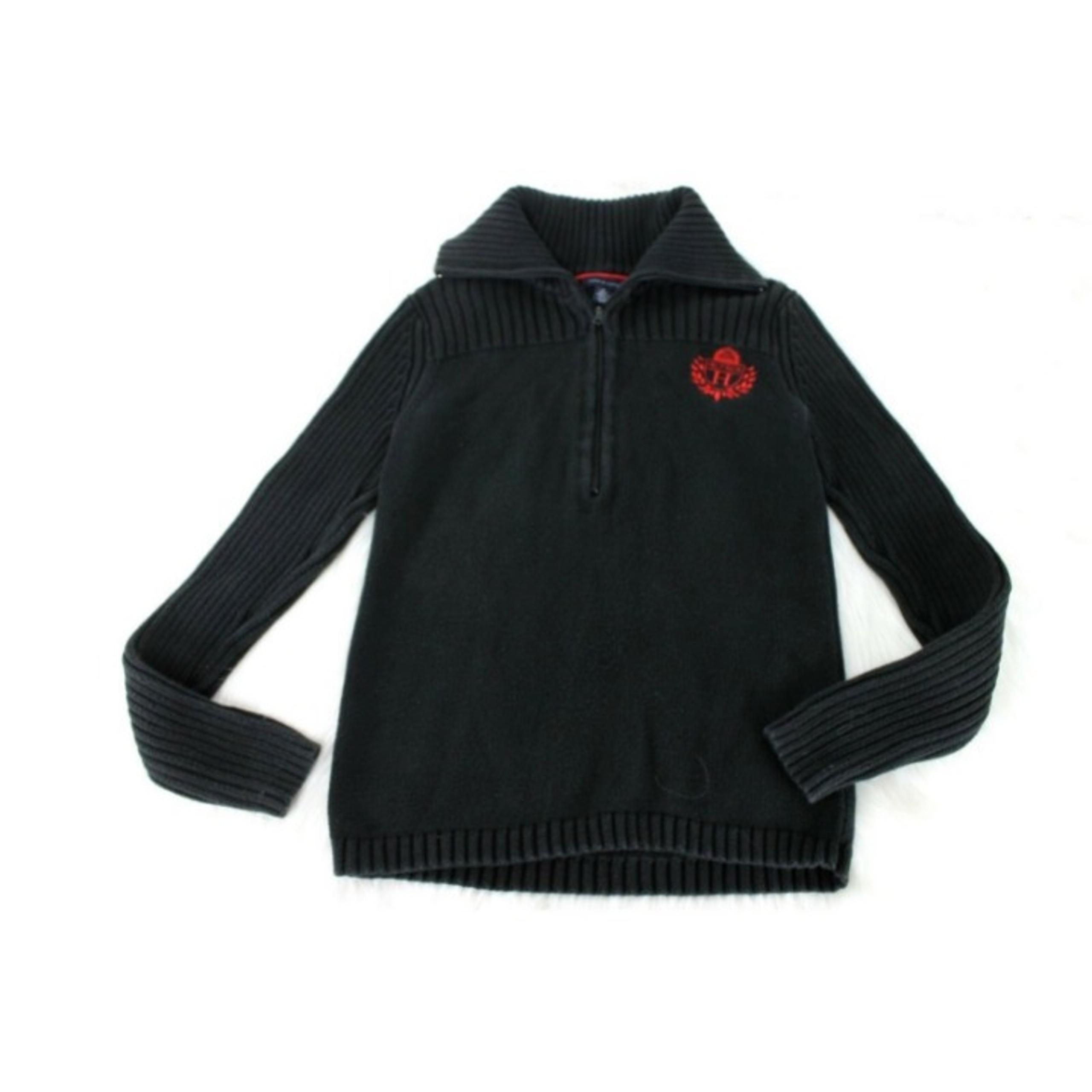 Tommy Hilfiger Sweater size M Mock Neck Crest Logo Half Zip Womens Vintage