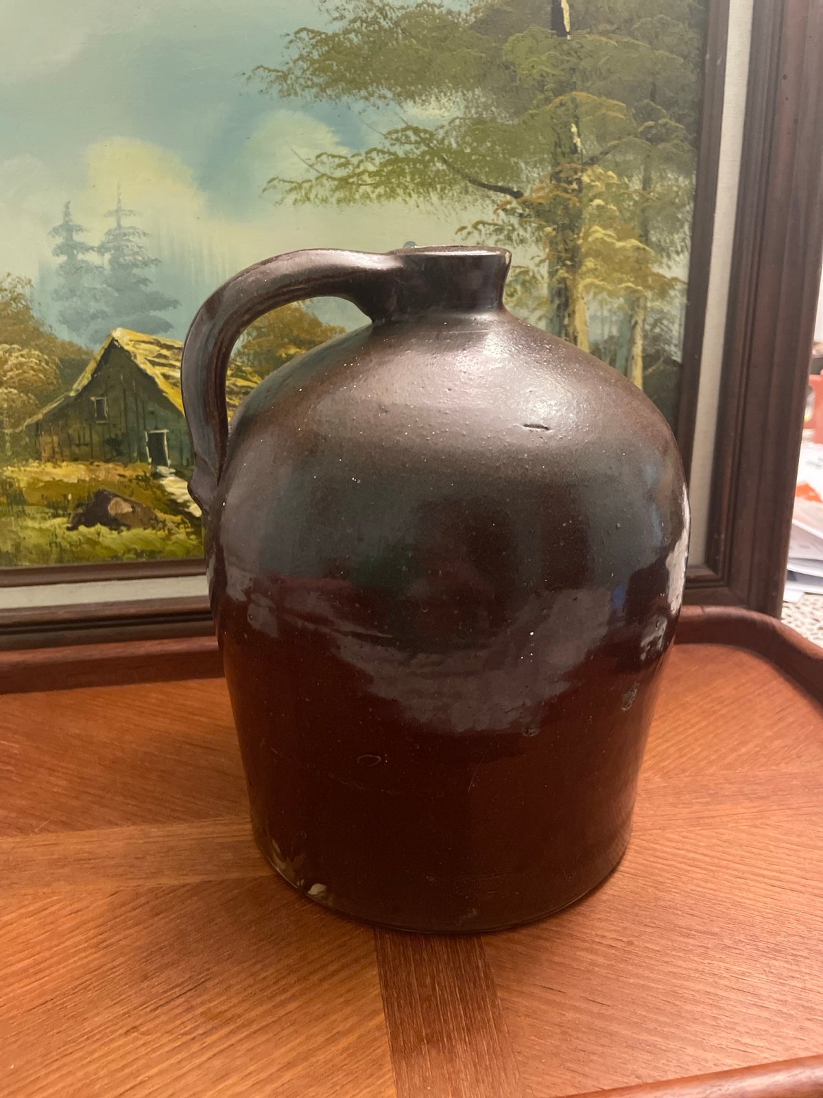 Vintage Salt Glazed Stoneware Crock Whiskey Jug