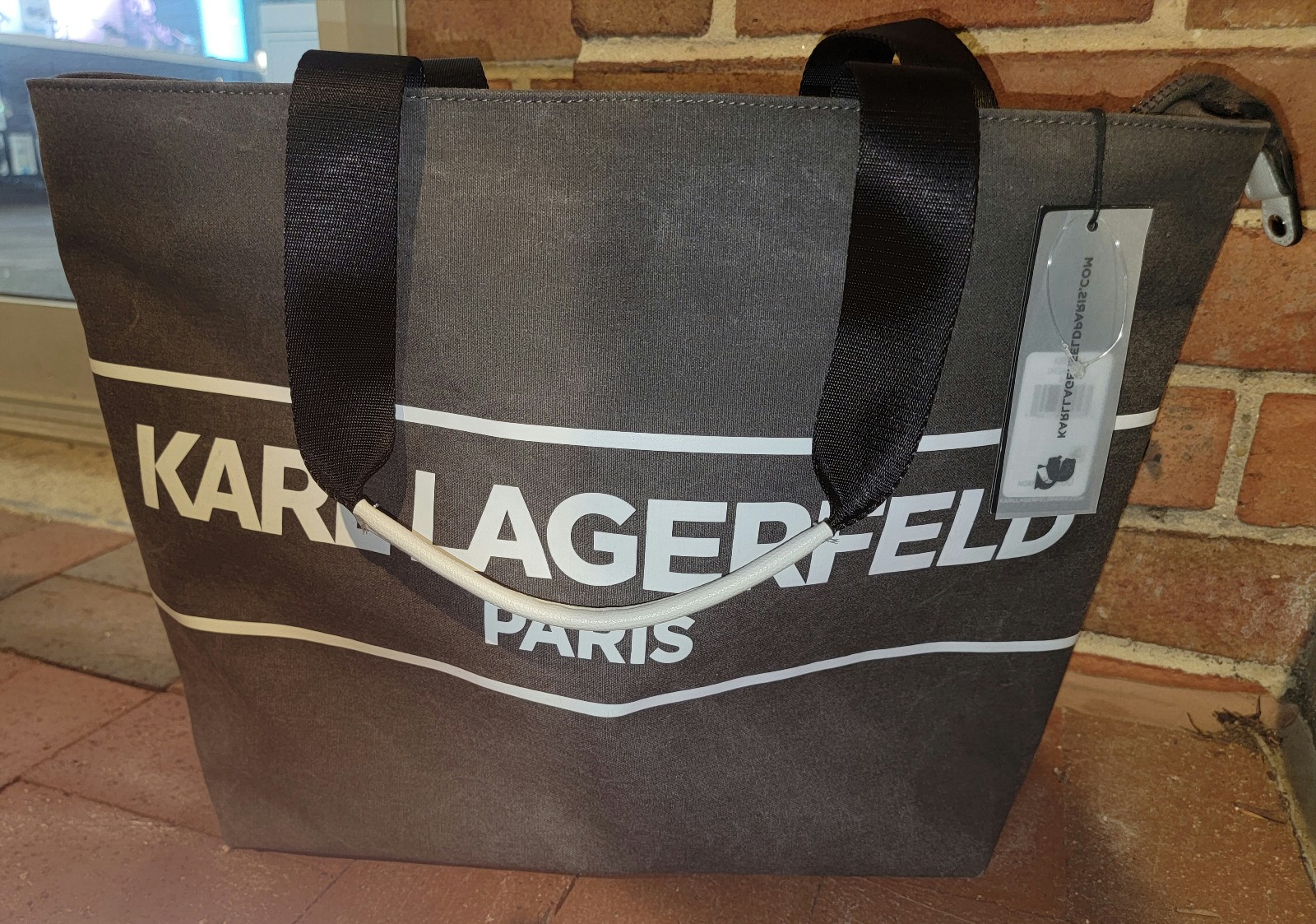 karl lagerfeld zipper closure tote bags