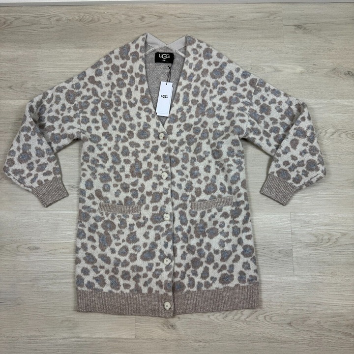 UGG Tomara Animal Print Oversized Cardigan Size XL Wool Blend Oversized