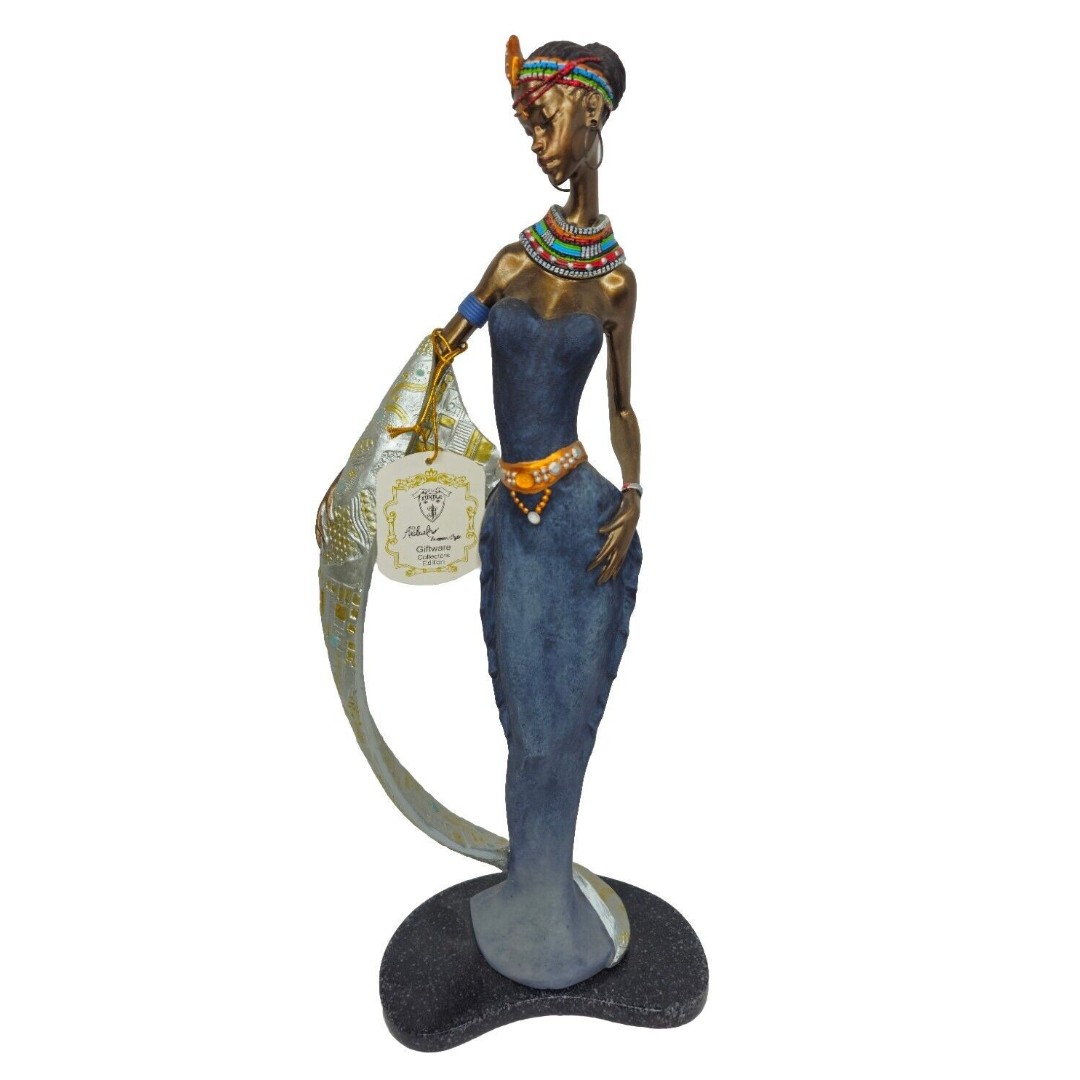 Turtle King Corp Egyptian Woman Hieroglyphic Symbols 16" Alabastro Figurine