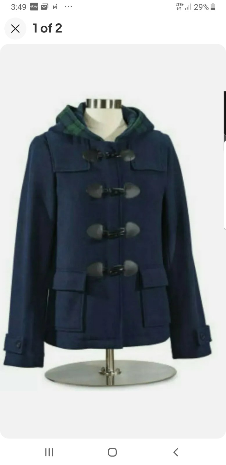 NORTHSTYLE CLASSIC HOODED PEACOAT AUTUMN JACKET TOGGLE CLOSURE PLUS 2X