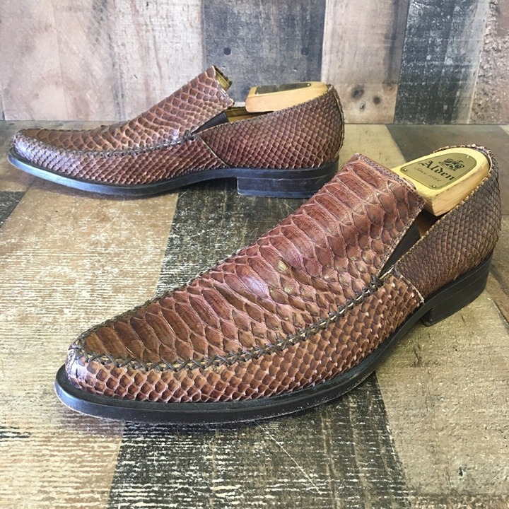 Roberto Cavalli Italy Snakeskin Loafer Slip On Shoes Mens US 9.5