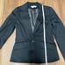 BCBG To the Max Black 2 Piece Skirt Suit Size 2 Ruffled Blazer Jacket Career