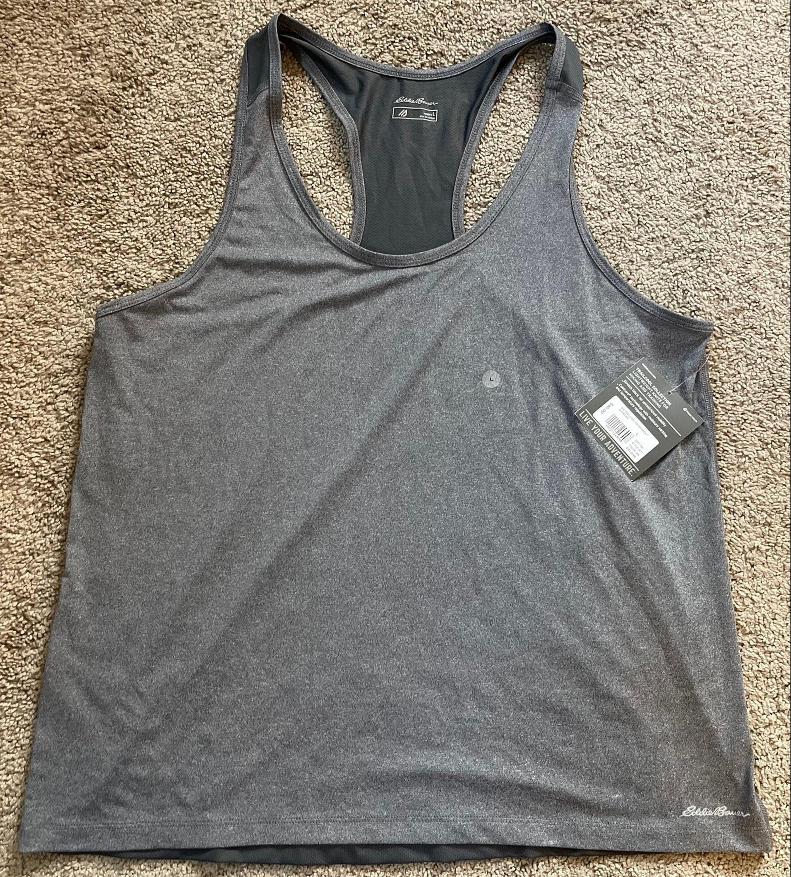 New! Eddie Bauer Womens Motion Trailcool Racerback Tank Top Size L Gray 1577 NWT