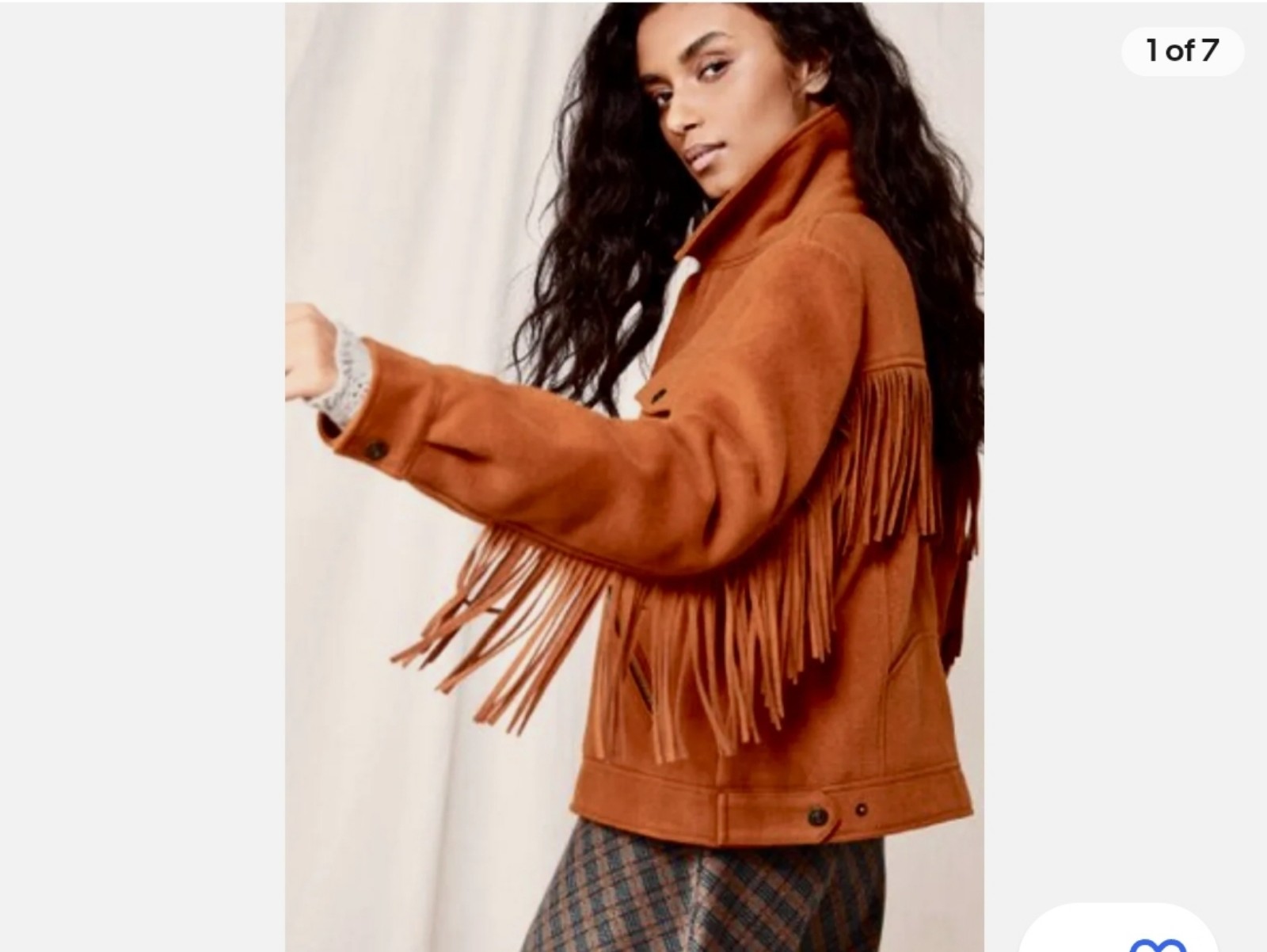 Free People Phoenix Soft Sueded Fabric Fringe Jacket - Orange Brown - MEDIUM