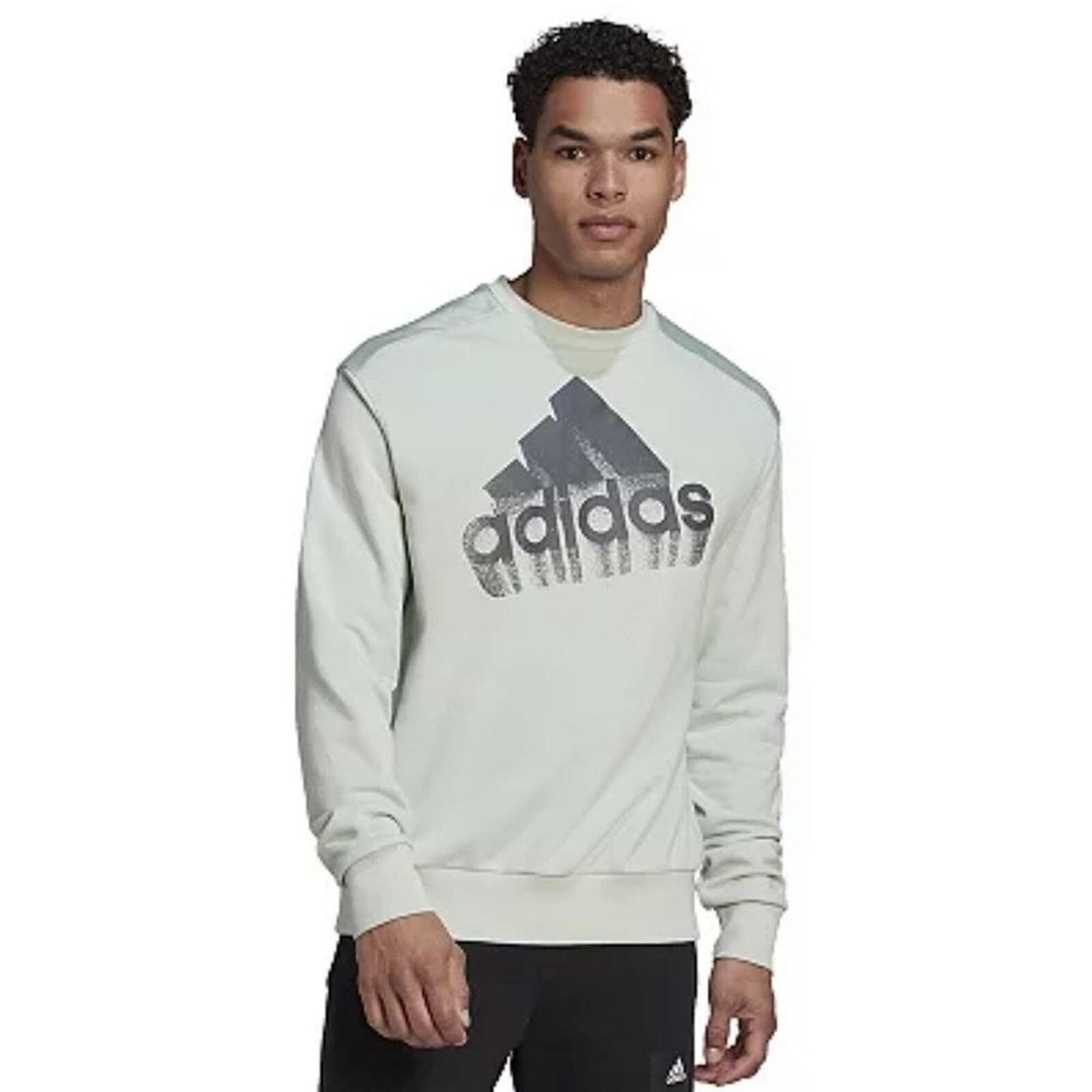 NWT Adidas Men's Essentials Brand Love Linen Green Sweatshirt Size Medium