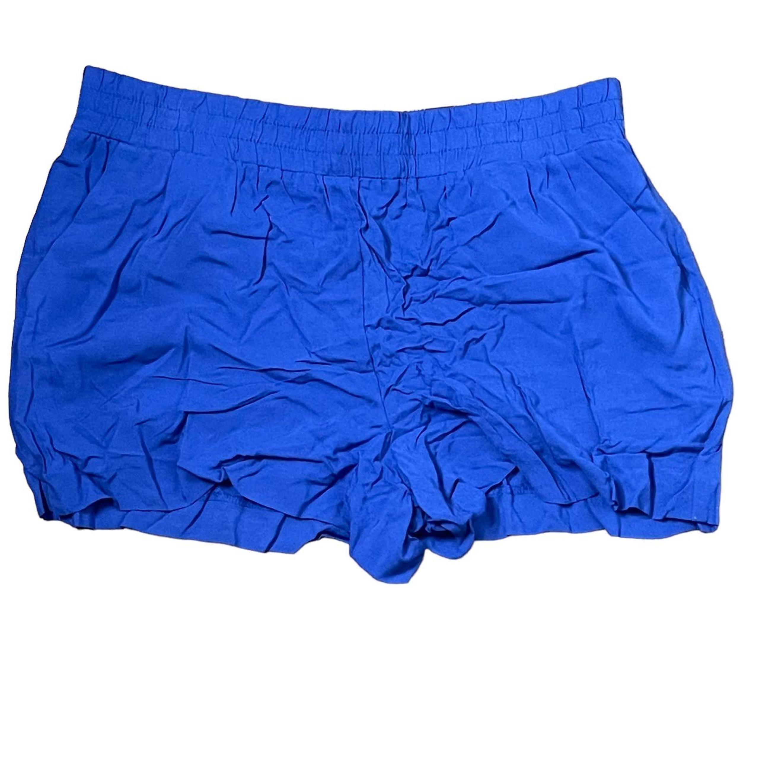 APT.9 Mid-Rise Solid Blue Pull On Casual Shorts Flat Front Women Large NWT