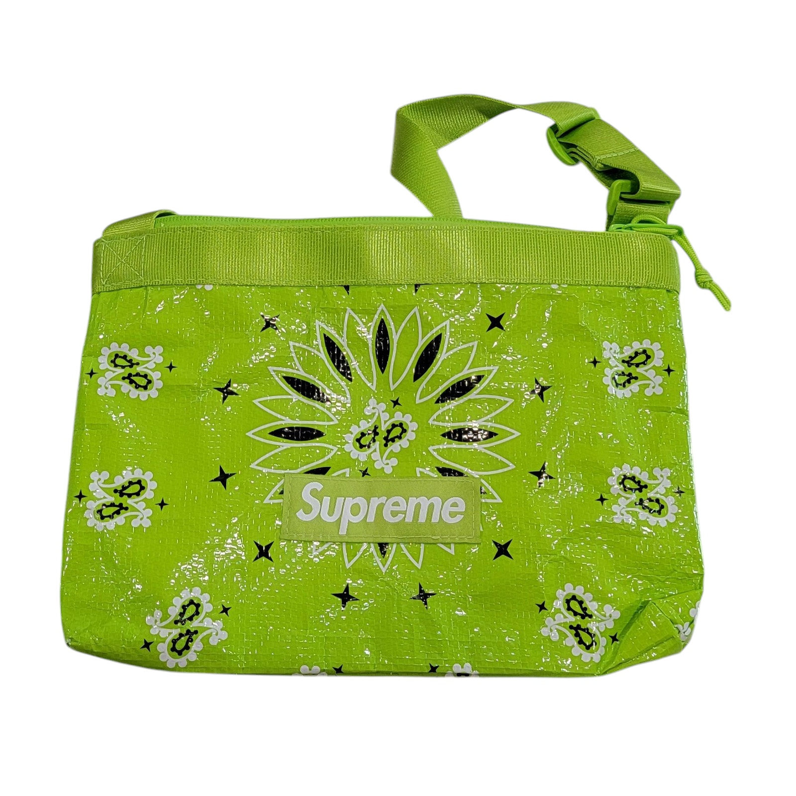 Supreme Bandana Tarp Side Bag Bright Green SS21 Waterproof Crossbody Adjustable