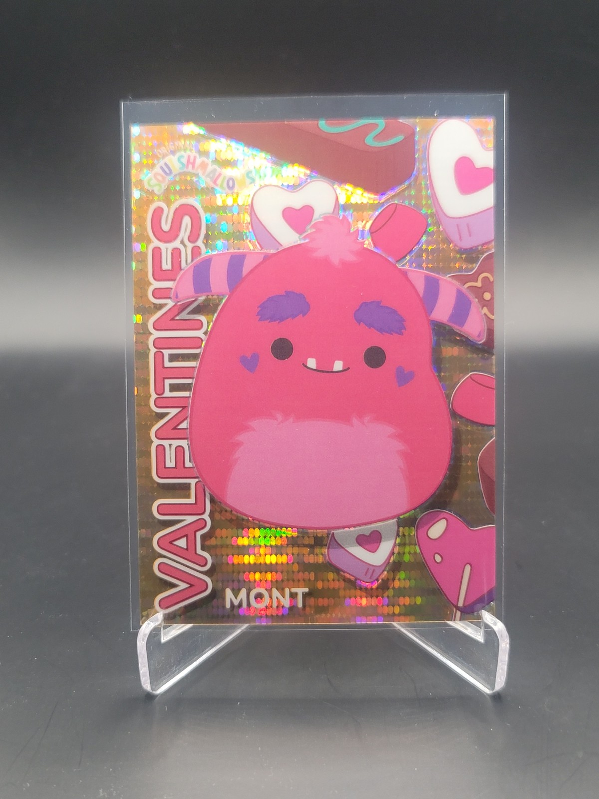 2024 Panini Squishmallows Series 1 MONT No. 7 Valentines Orange Pulsar Prizm /99