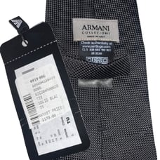 Armani Collezioni Necktie Black 100% SETA Silk Made in Italy RN#103723 Rare 179