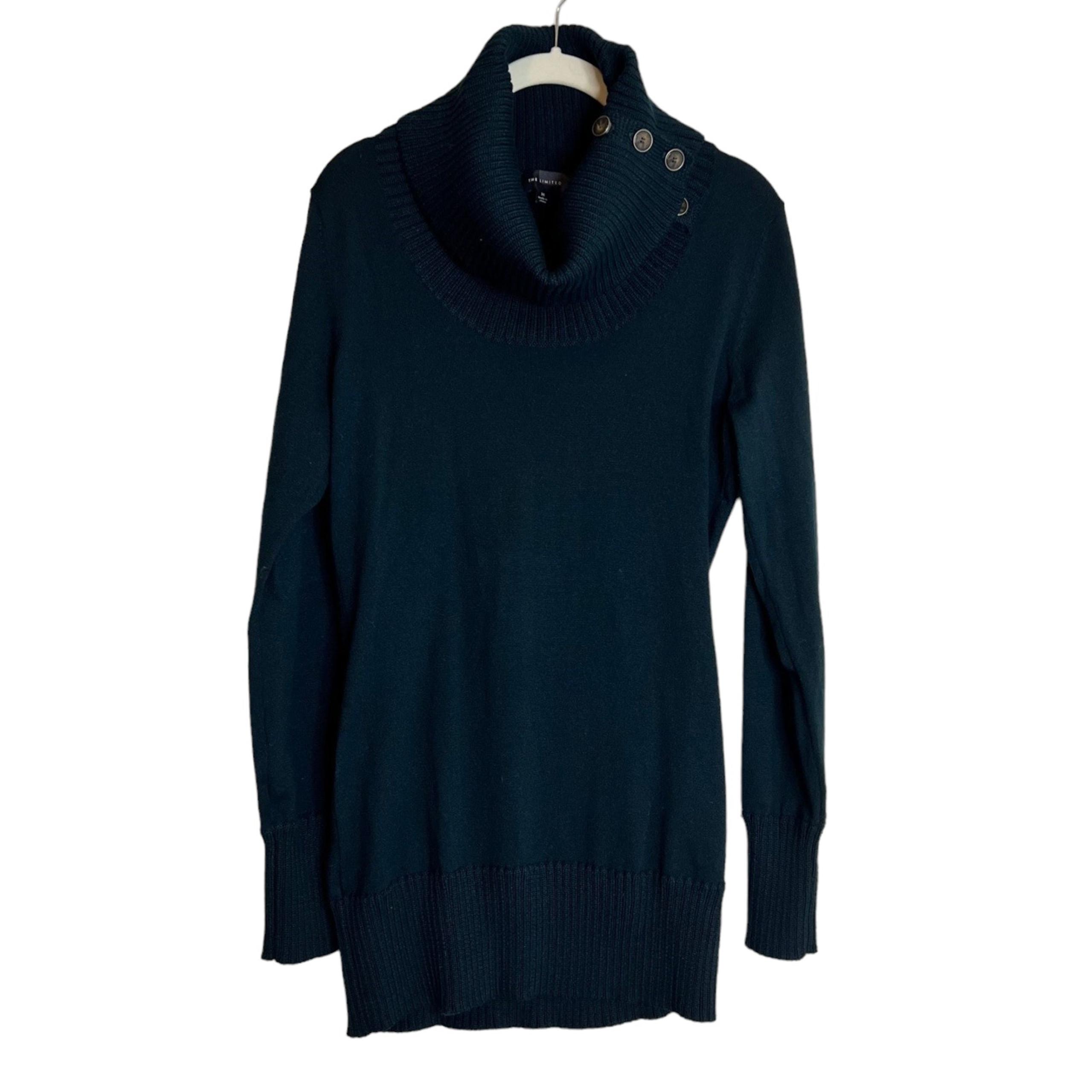 The Limited Womens Cowl Neck Sweater Size Medium Blue Button Neck Accents