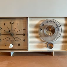 Vintage General Electric White Ivory Tube Alarm Clock Radio