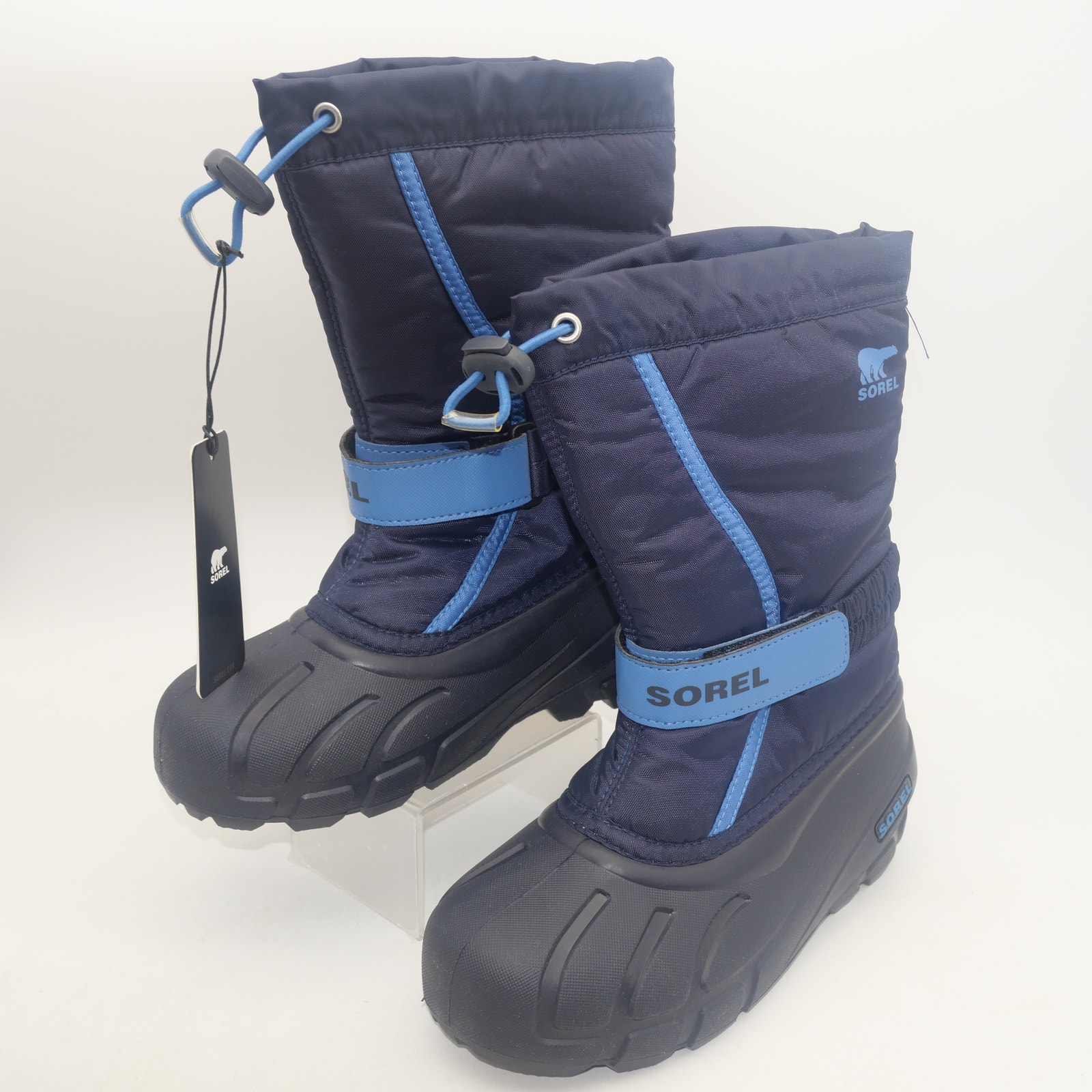 New Sorel Flurry Insulated Snow Boots Blue Youth Big Kids Size 2