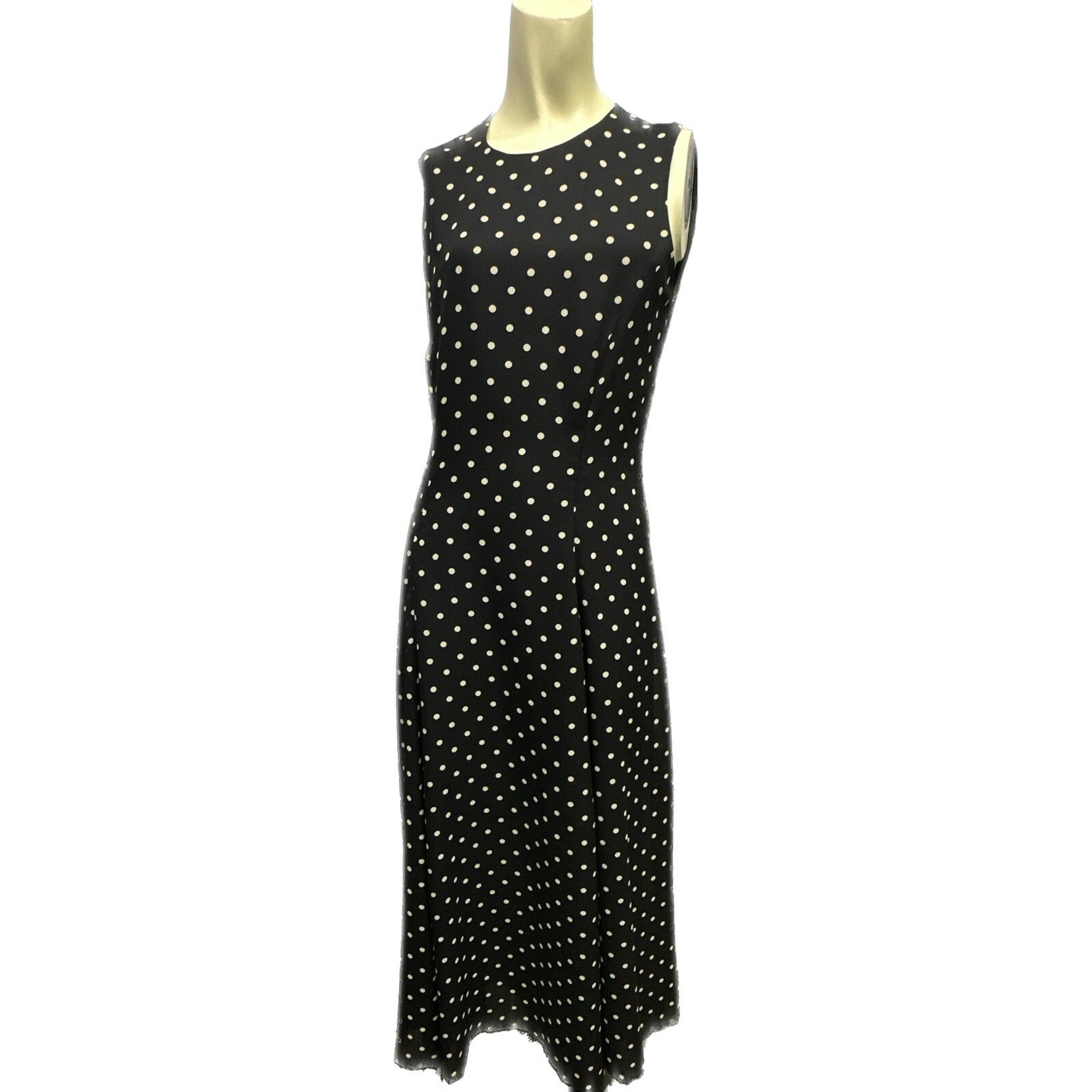 Cynthia Howie /Maggy Boutique Sleeveless w/beige Dots chiffon/Blk lined Sx10