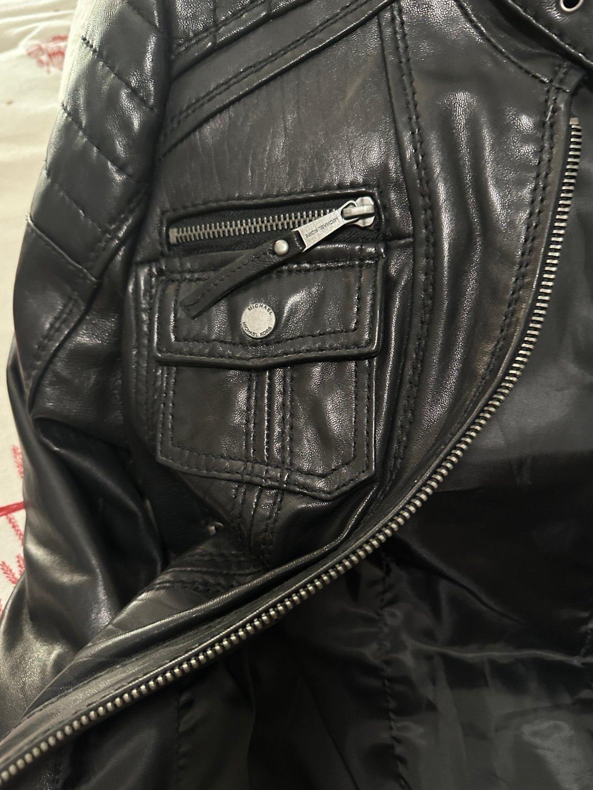 レザージャケット・コート Michael Michael Kors Black Leather Jacket Leather Racer Jacket | Michael Kors [US]